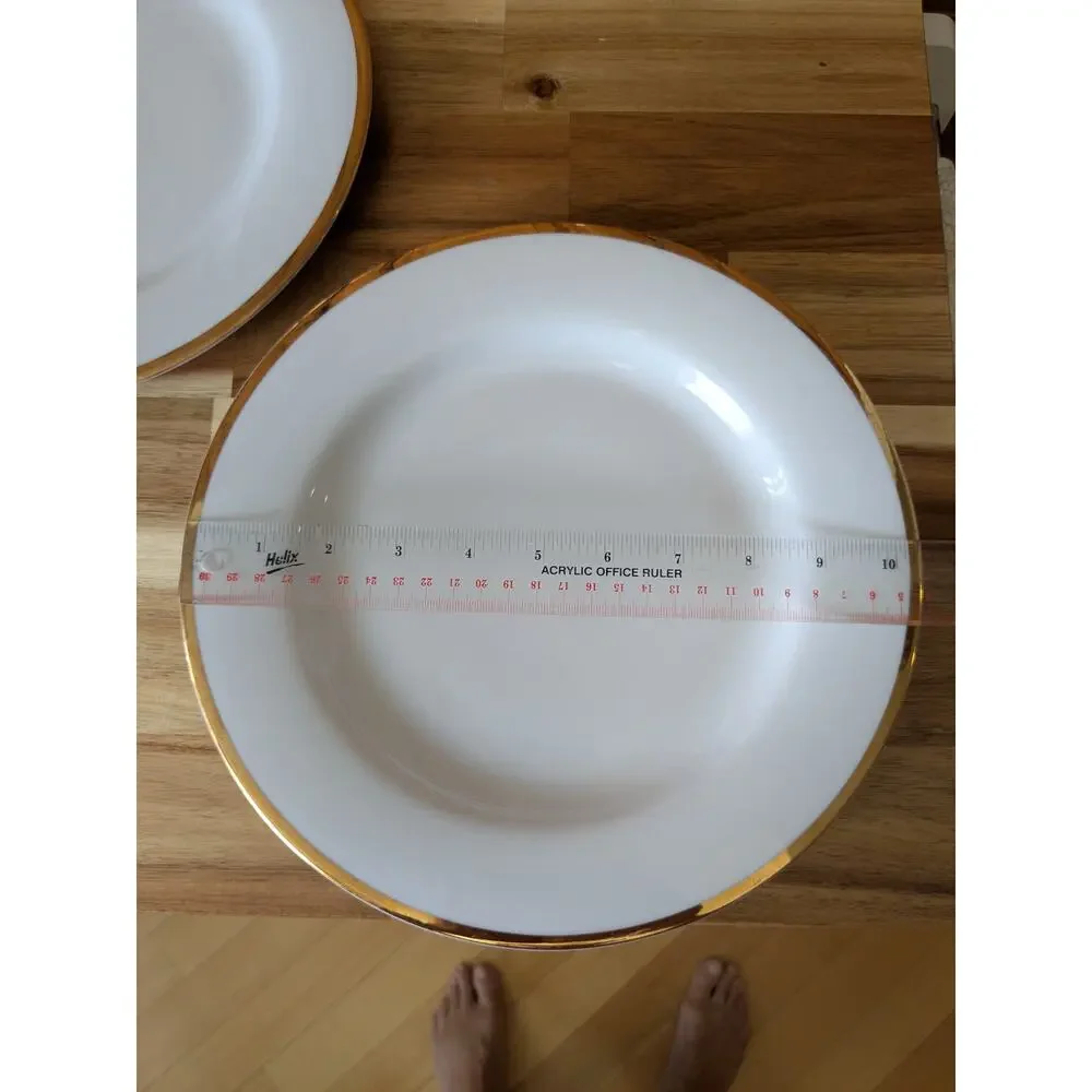 Set of 4 Strawberry Street Gold Rim Dinner Plates 10.5